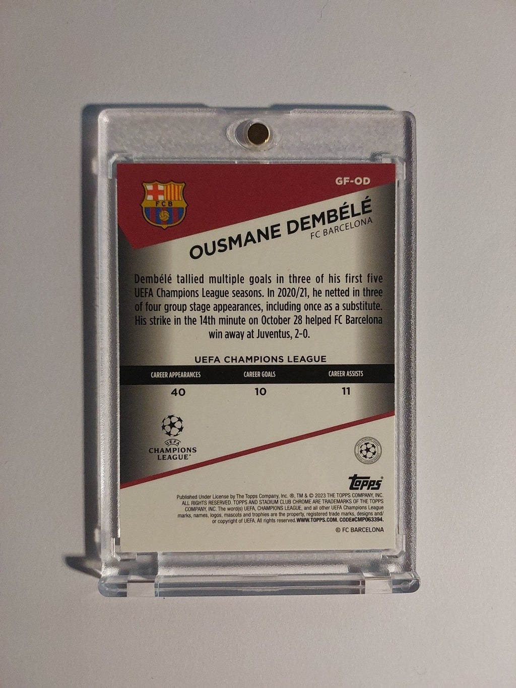 Topps Stadium Club 2022-23 Ousmane Dembele Barcelona Parallel Refractor Insert – Bild 2