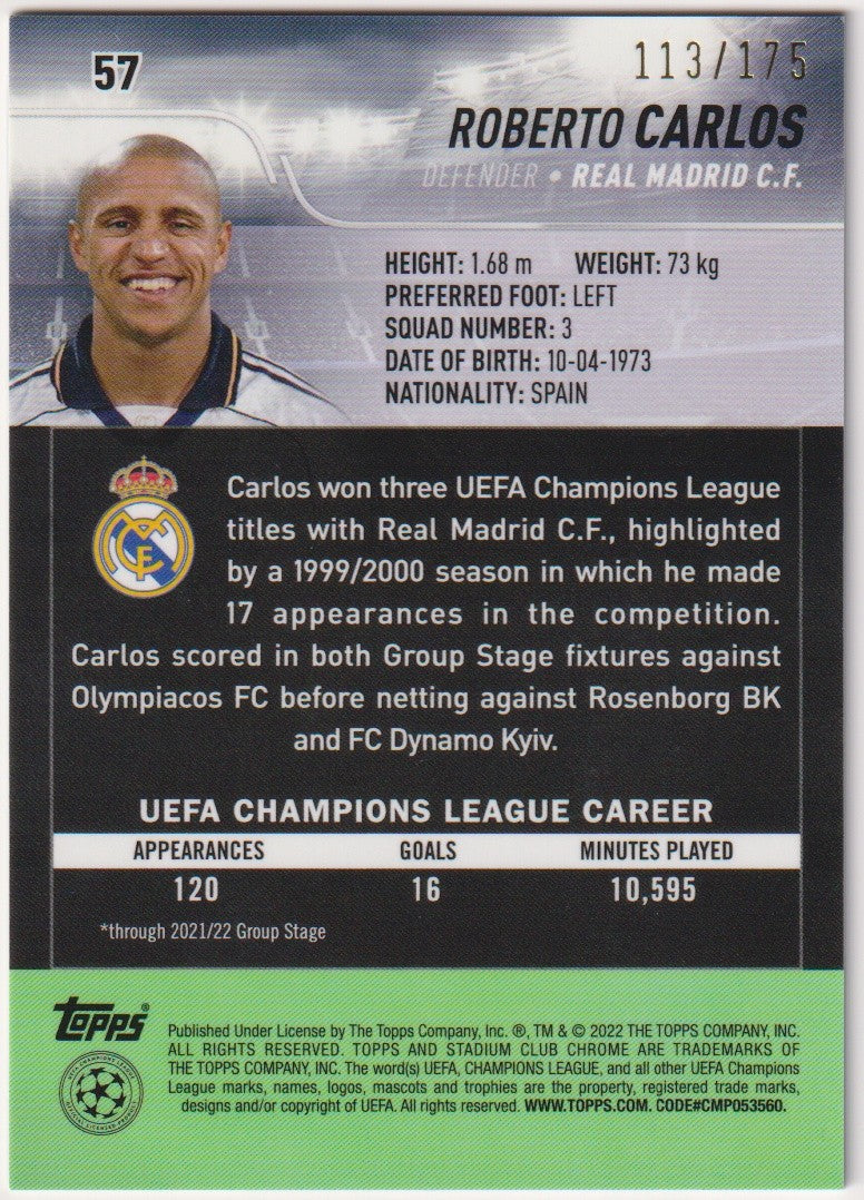 Topps Stadium Club Chrome 2019-20 Roberto Carlos Real Madrid C.F. Parallel – Bild 2
