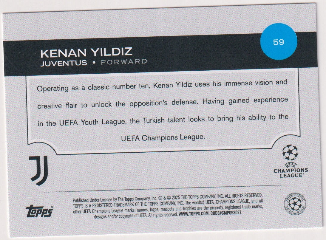 Topps Future Stars 2025-26 Kenan Yildiz Rookie Juventus Champions League – Bild 2