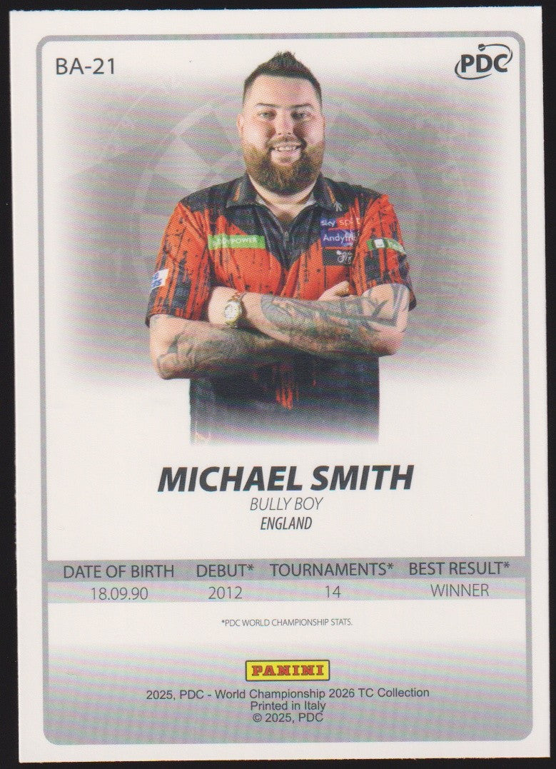 Panini PDC World Championship 2026 Michael Smith "Bully Boy" Refractor Parallel – Bild 2