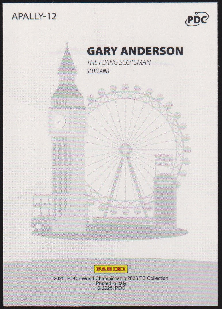 Panini PDC World Championship 2026 Gary Anderson Refractor Parallel – Bild 2