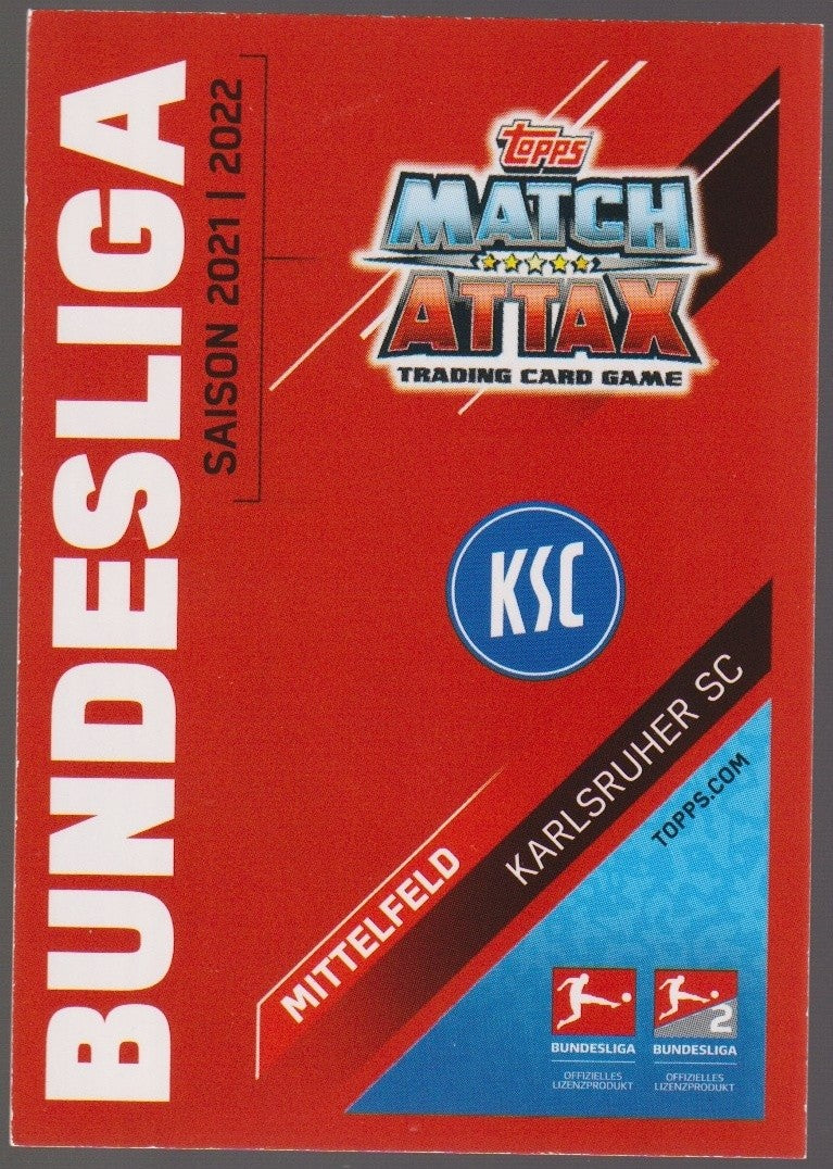 Topps Match Attax 2021-22 Marvin Wanitzek Karlsruher SC Bundesliga Parallel Rare – Bild 2