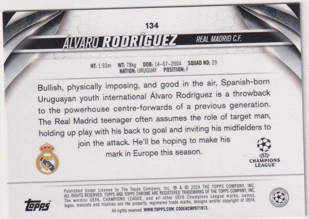 Topps Chrome Future Stars 2024-25 Álvaro Rodríguez Real Madrid C.F. Parallel – Bild 2