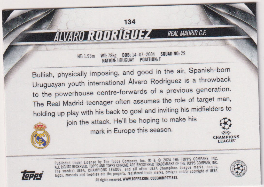 Topps Chrome Future Stars 2024-25 Álvaro Rodríguez Real Madrid C.F. Parallel – Bild 2