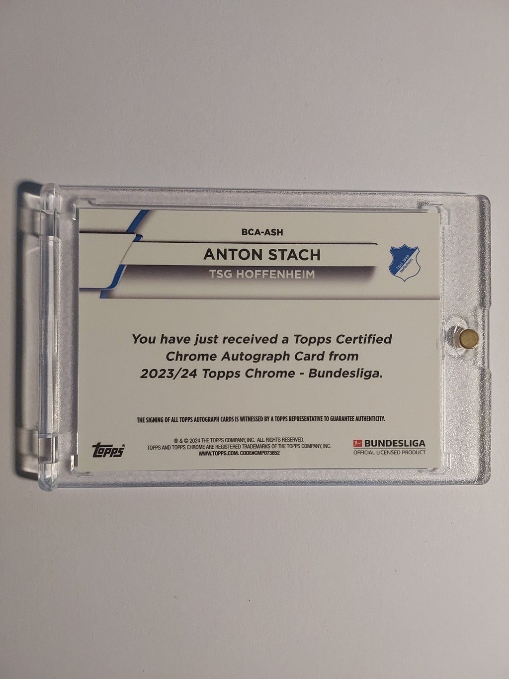 Topps Chrome Bundesliga 23-24 Anton Stach Hoffenheim Auto Numbered /50 Parallel – Bild 2