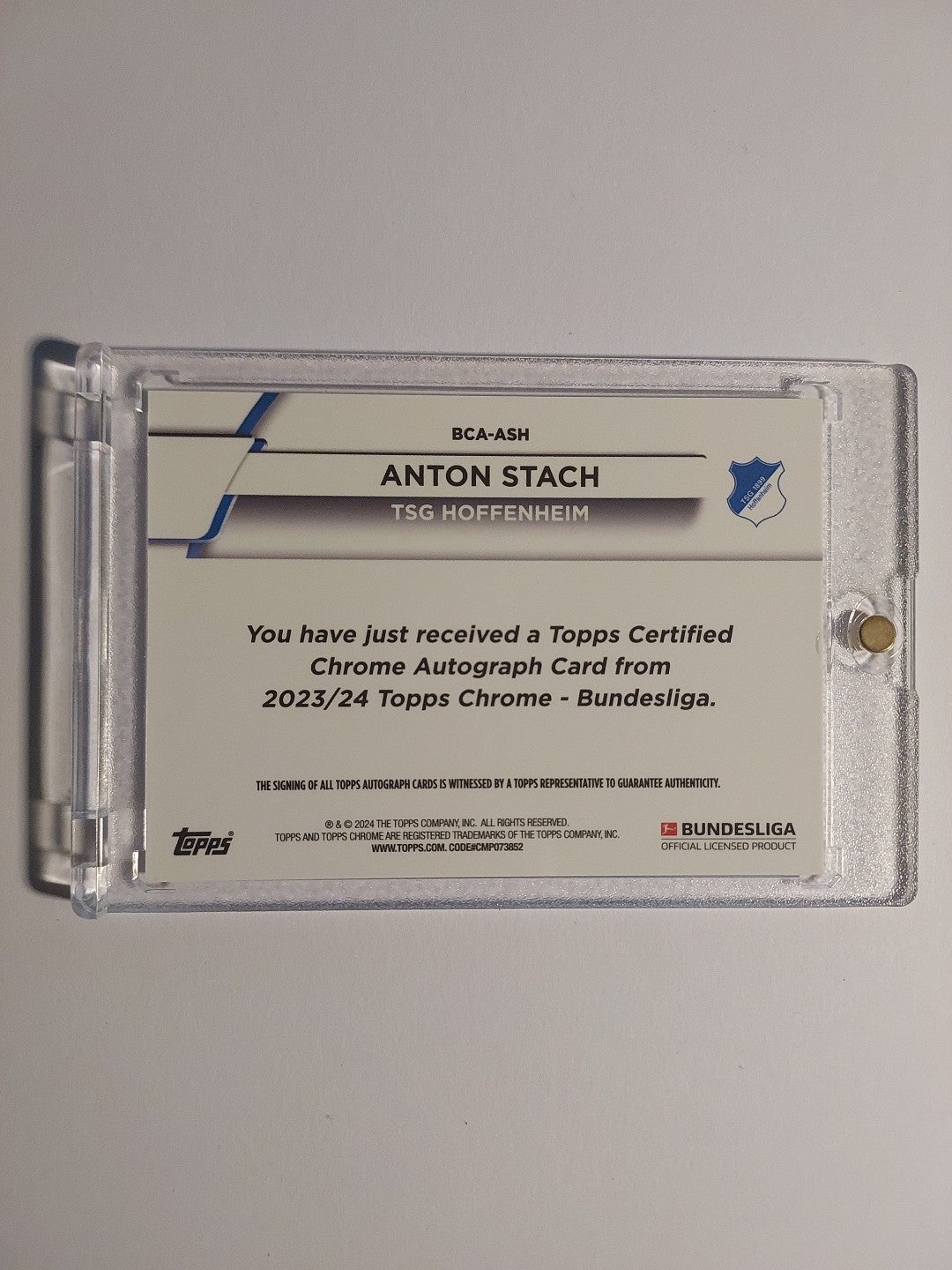 Topps Chrome Bundesliga 23-24 Anton Stach Hoffenheim Auto Numbered /50 Parallel – Bild 2