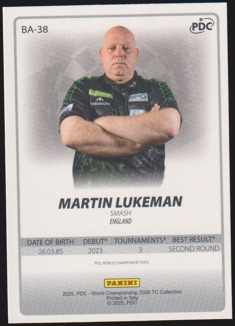 Panini PDC World Championship 2026 Martin Lukeman "Smash" Refractor Parallel – Bild 2