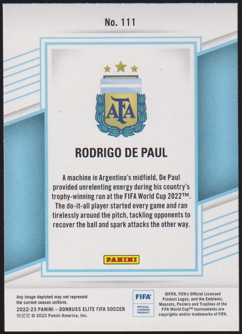 Panini Elite 2022-23 Rodrigo De Paul Argentina Parallel Rare Nr. 111 – Bild 2