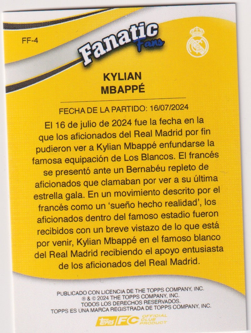 Topps Fanatic Fans 2023-24 Kylian Mbappé Real Madrid C.F. FF-4 Parallel Rare – Bild 2