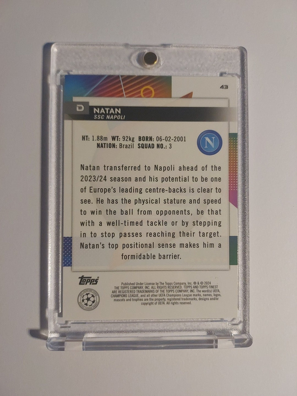 Topps UCC Finest 23-24 Natan SSC Neapel Numbered 36/250 Rookie Parallel Limited – Bild 2