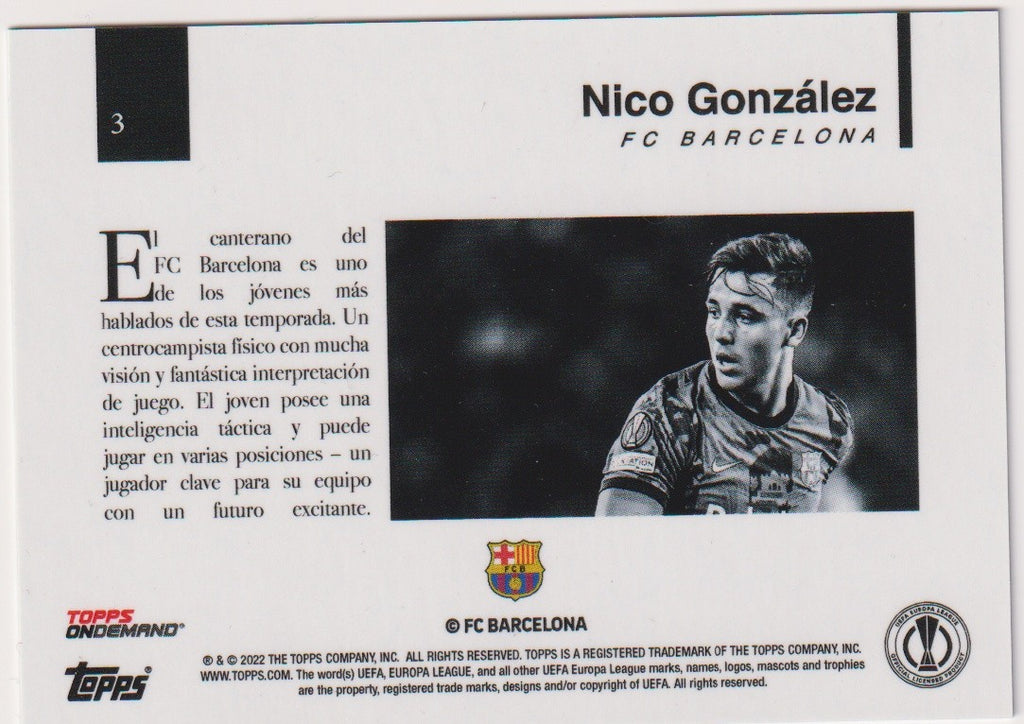 Topps UEFA Europa League Nico González Rookie FC Barcelona Parallel – Bild 2