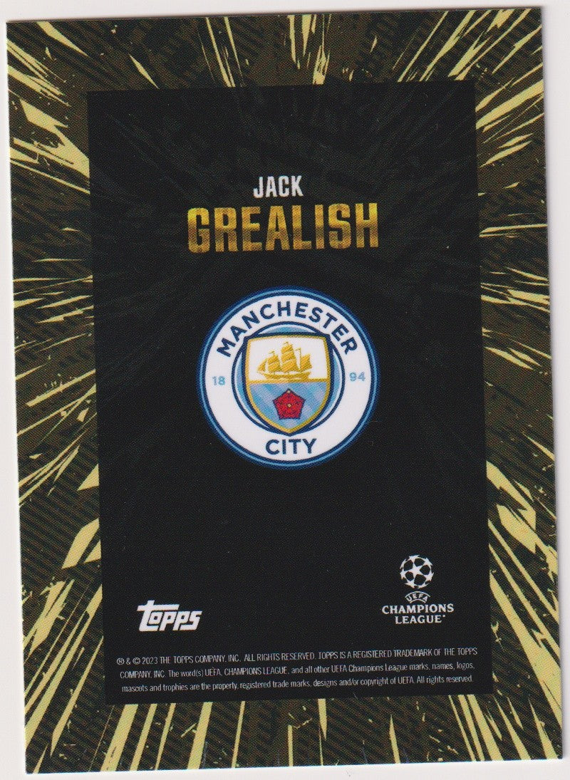 Topps Gold Jack Grealish Manchester City UEFA Champions League Parallel Rare – Bild 2