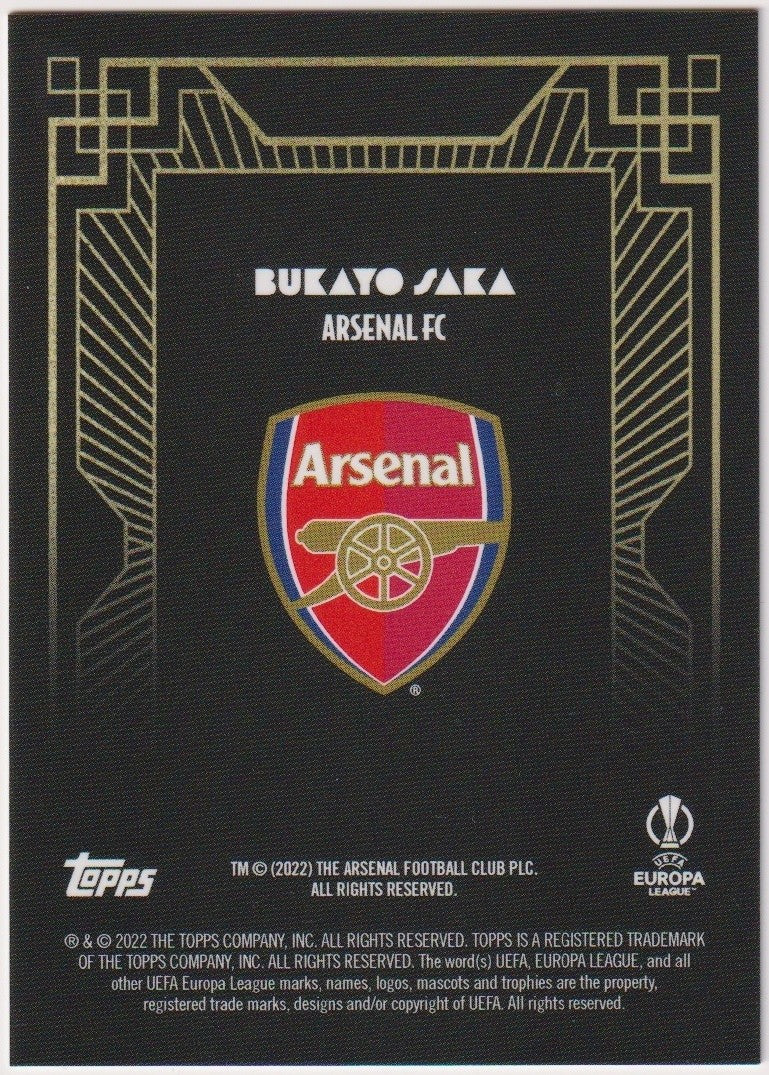 Topps DECO 2021-22 Bukayo Saka Arsenal FC UEFA Europa League Parallel Rare #28 – Bild 2