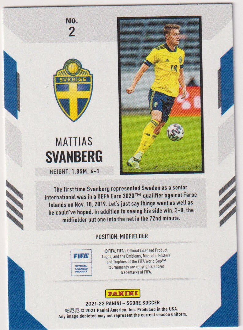 Panini 2021-22 Panini - Score Soccer 2021-22 Mattias Svanberg Sweden Parallel 2 – Bild 2