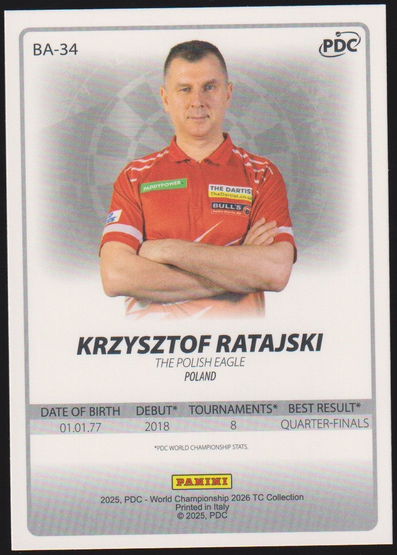 Panini PDC World Championship 2026 Krzysztof Ratajski Refractor Parallel – Bild 2