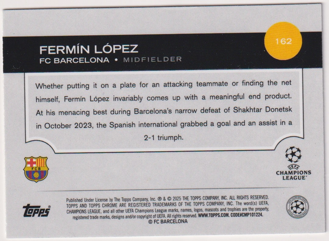 Topps Chrome 2025-26 Fermín López Rookie FC Barcelona Parallel Rare – Bild 2