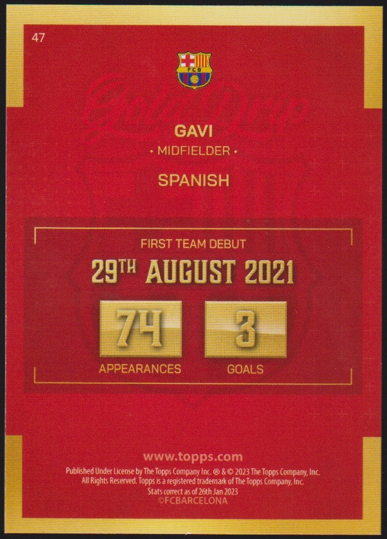 Topps 2022-23 Gavi Barcelona ParallelGold Drip Refractor Refractor – Bild 2