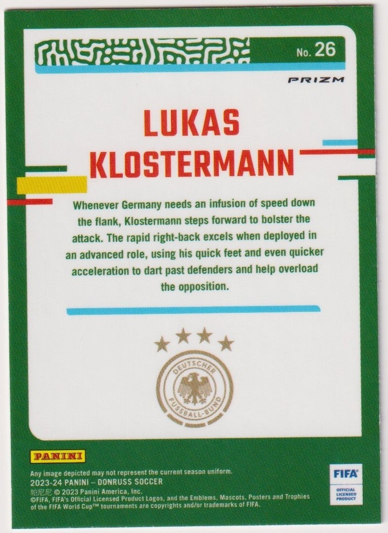 Panini 2023-24 Lukas Klostermann Deutschland Parallel Refractor Rare – Bild 2
