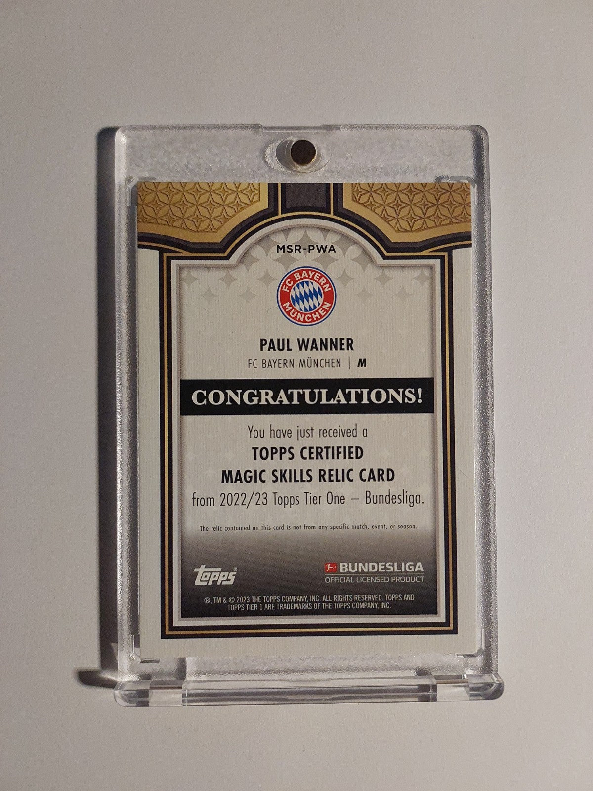 Topps Tier One 2022-23 Paul Wanner Patch Relic Bayern München Parallel 76/144 – Bild 2