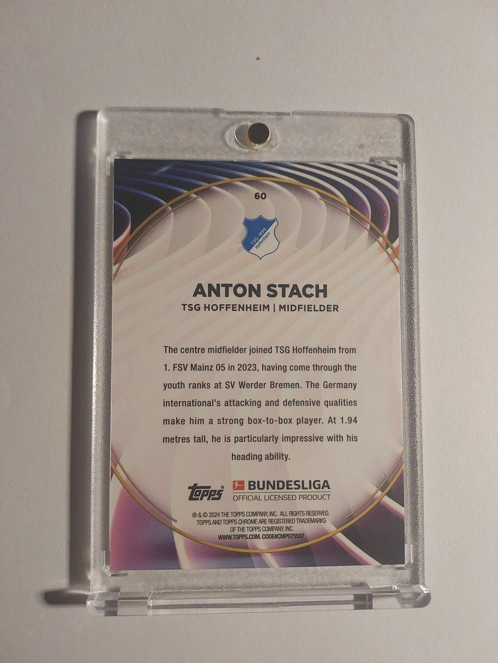 Topps 60 Jahre Bundesliga 2023-24 Anton Stach Hoffenheim Parallel Rare Hit – Bild 2