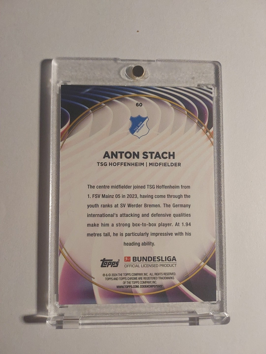 Topps 60 Jahre Bundesliga 2023-24 Anton Stach Hoffenheim Parallel Rare Hit – Bild 2
