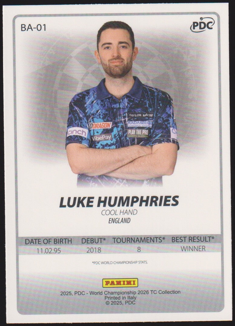 Panini PDC World Championship 2026 Luke Humphries "Cool Hand" Refractor Parallel – Bild 2