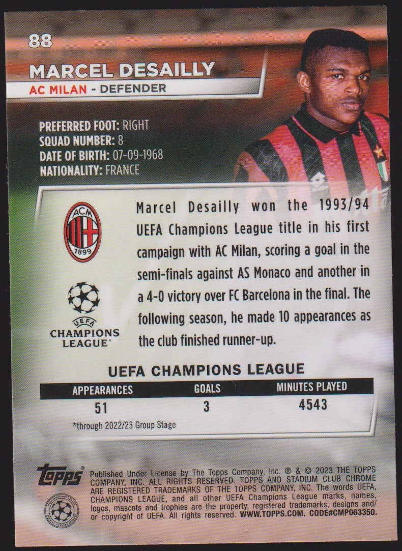 Topps Stadium Club Chrome 2022-23 Marcel Desailly AC Milan Parallel Rare – Bild 2