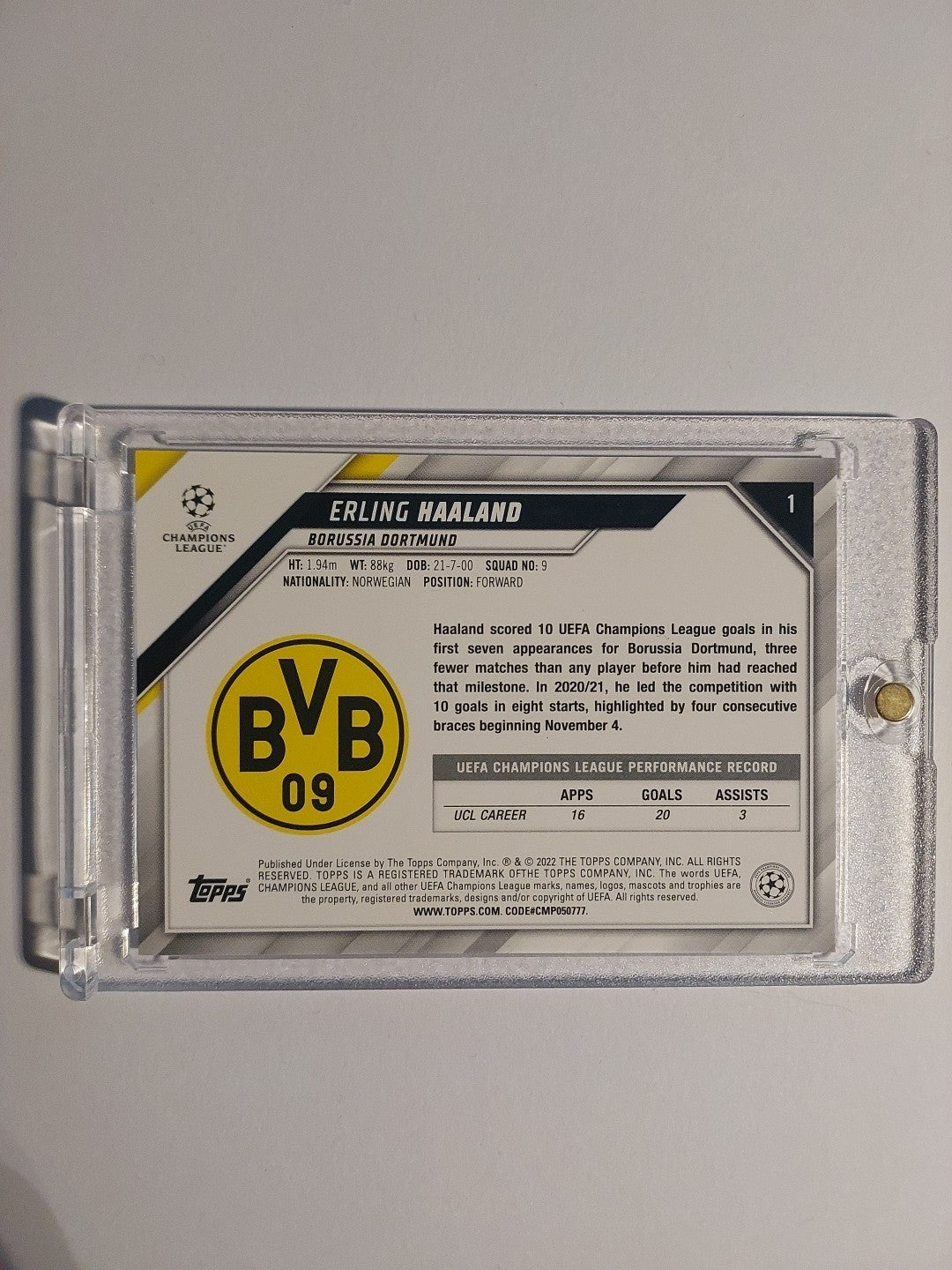 Topps UCC 2021-22 Erling Haaland Borussia Dortmund Parallel Ultra Rare Hit – Bild 2