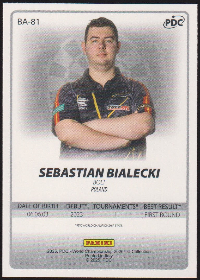 Panini PDC World Championship 2026 Sebastian Bialecki "Bolt" Refractor Parallel – Bild 2