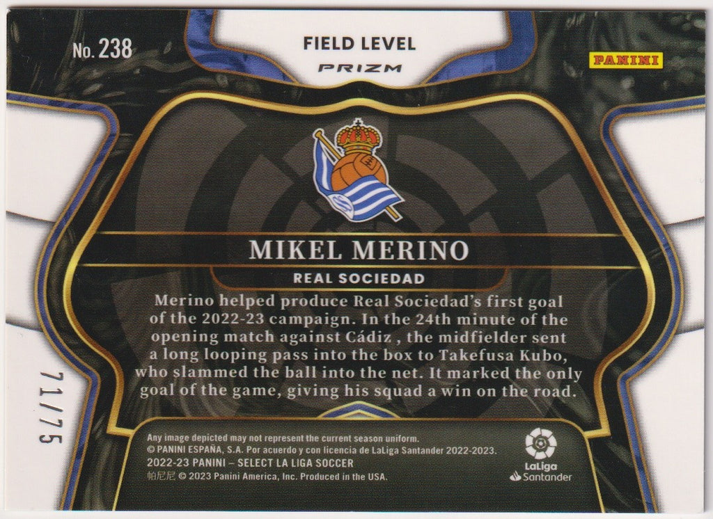 Panini Select 2022-23 Mikel Merino Real Sociedad La Liga Soccer Parallel 71/75 – Bild 2