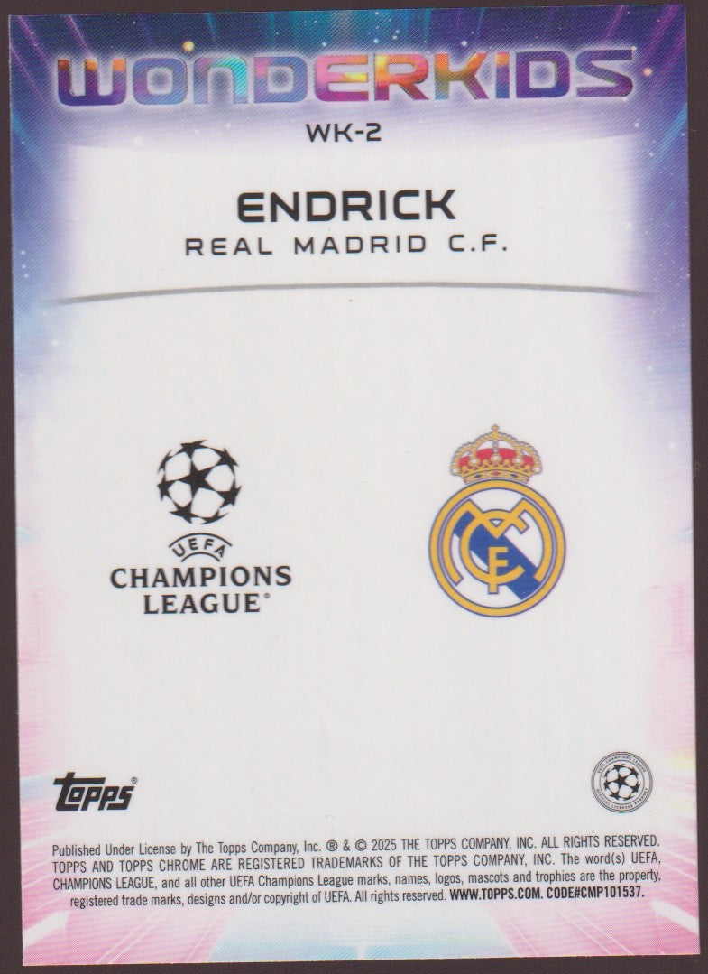 Topps WonderKids 2024-25 Endrick Rookie Real Madrid C.F. WK-2 Parallel Rare – Bild 2