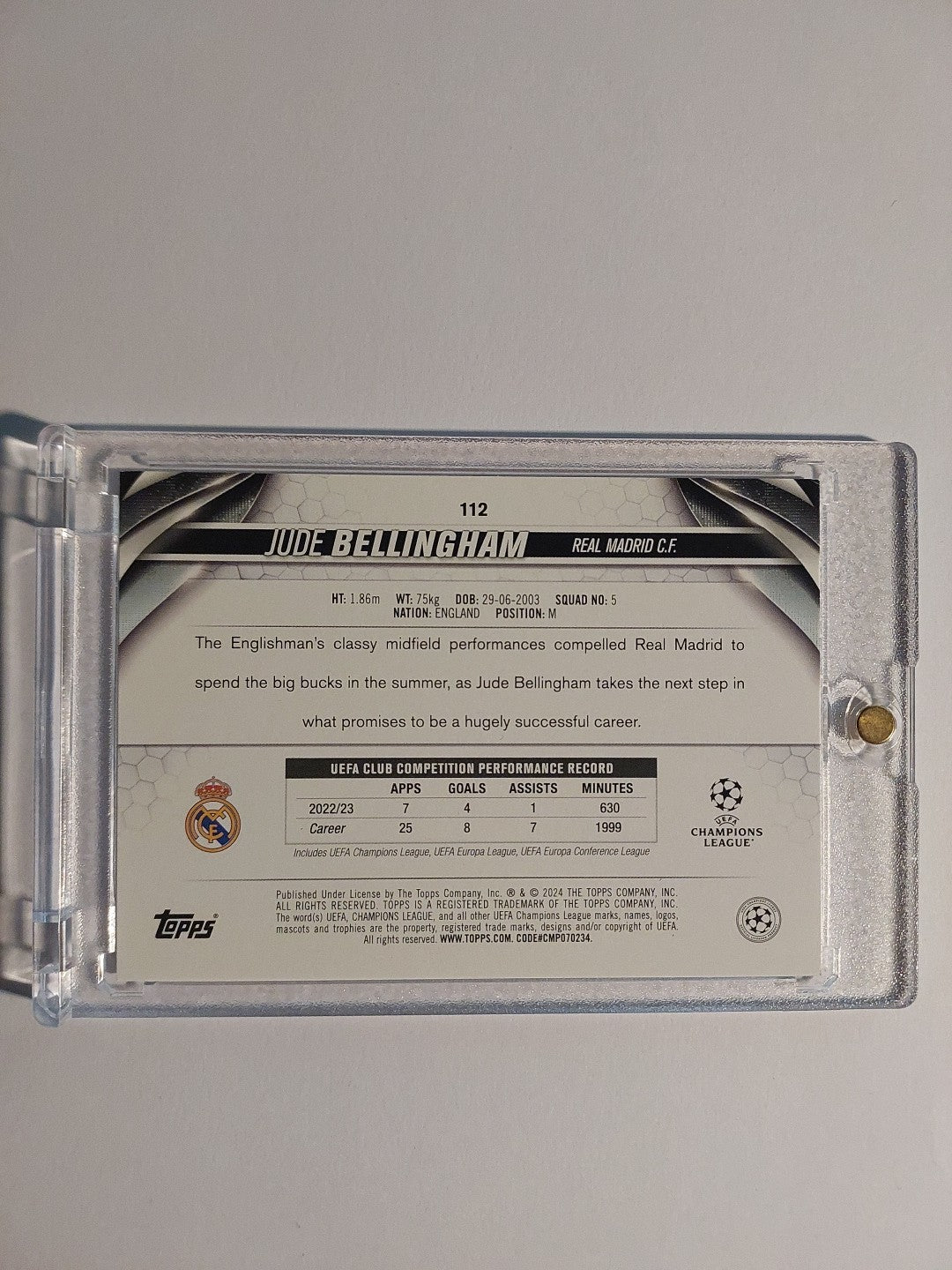 Topps UCC 2023-24 Jude Bellingham Real Madrid Parallel Ultra Rare Hit – Bild 2