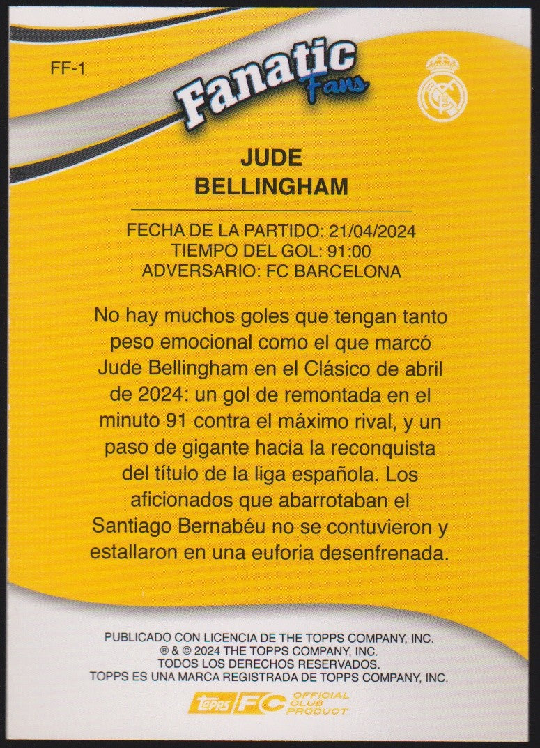 Topps Fanatic Fans 2023-24 Jude Bellingham Real Madrid C.F. - Parallel Rare – Bild 2