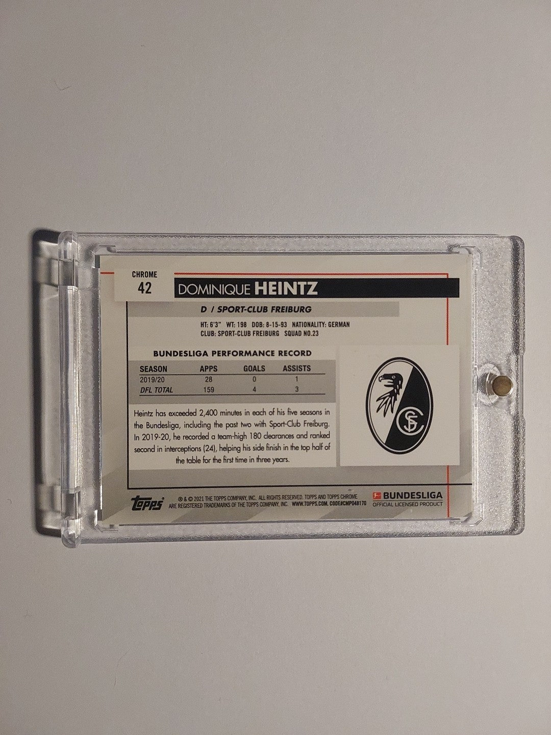 Topps Chrome Bundesliga 2020-21 Dominique Heintz On Card Auto Freiburg Parallel – Bild 2