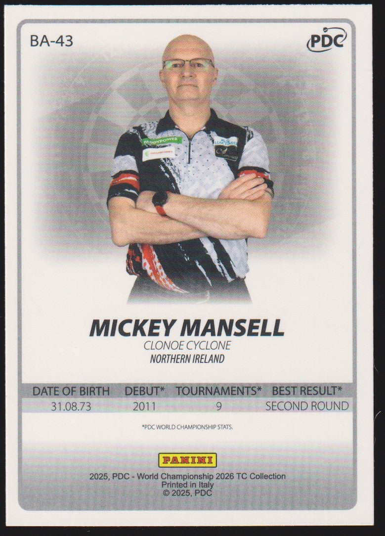 Panini PDC World Championship 2026 Mickey Mansell Refractor Parallel – Bild 2