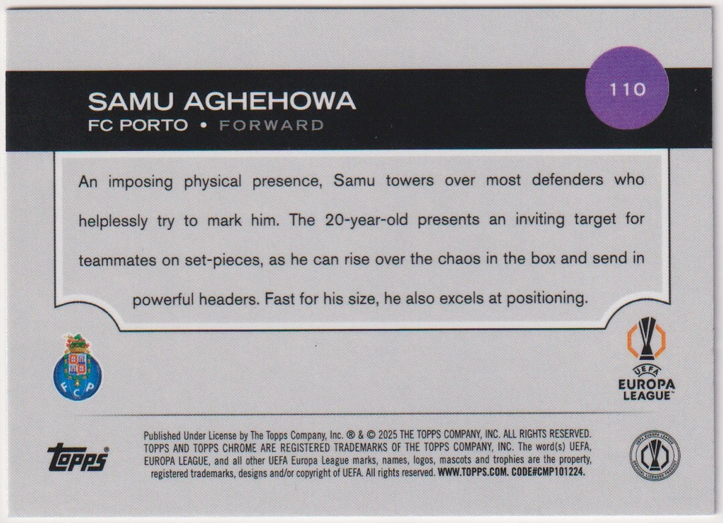 Topps Chrome 2025-26 Samu Aghehowa Rookie FC Porto Super Chrome Parallel 101/150 – Bild 2