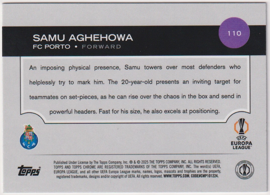 Topps Chrome 2025-26 Samu Aghehowa Rookie FC Porto Super Chrome Parallel 101/150 – Bild 2