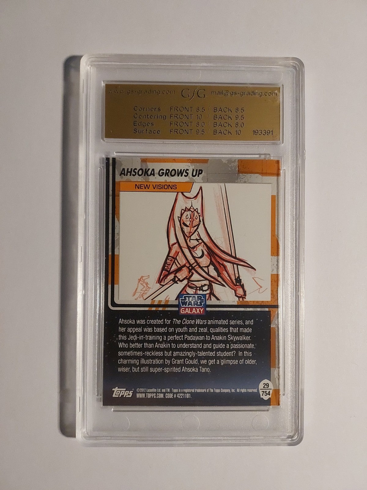 Topps Star Wars 2012 Ahsoka Tano Grows Up GSG 8.5 = PSA Ultra Rare Art GSG 1/1 – Bild 2