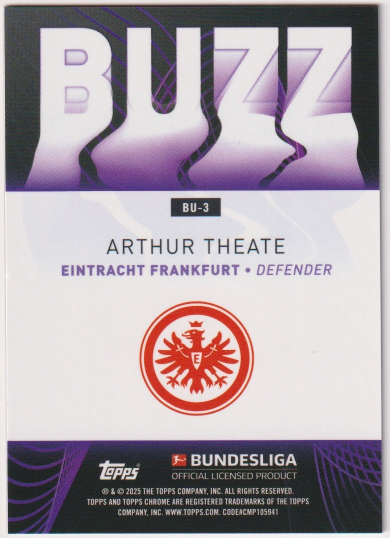 Topps Chrome BUNDESLIGA 2024-25 Arthur Theatre Eintracht Frankfurt Parallel Rare – Bild 2
