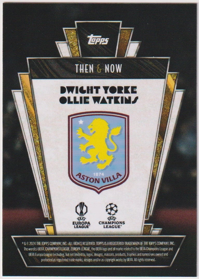 Topps Then & Now 2023-24 Dwight Yorke & Ollie Watkins Aston Villa Deco Parallel – Bild 2