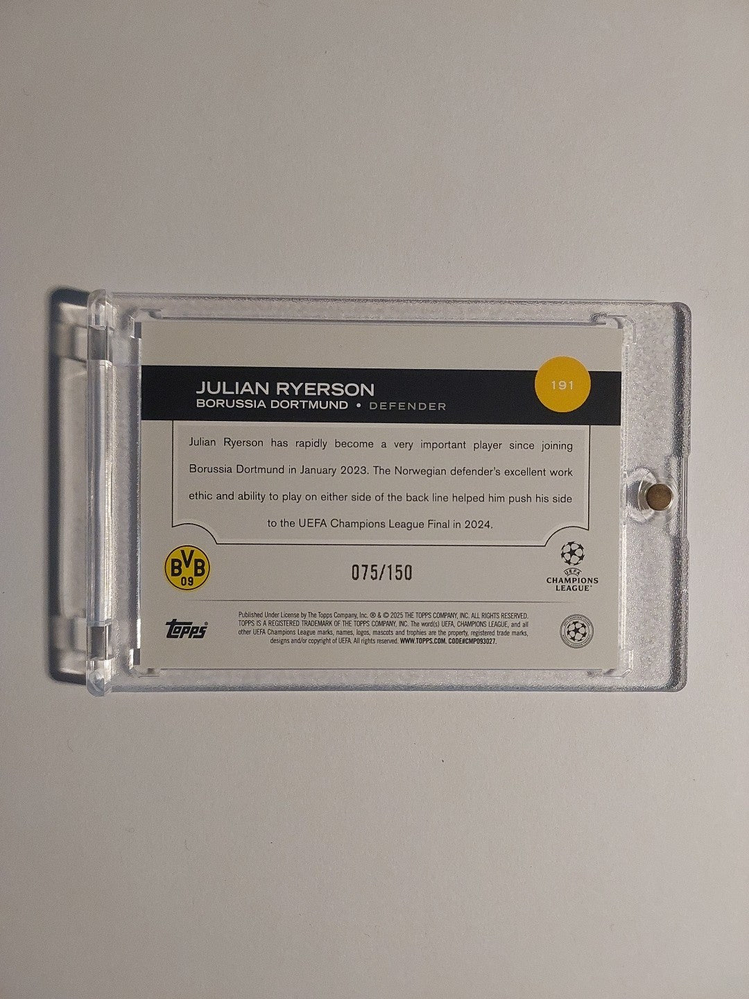 Topps UCC Flagship Julian Reyerson Dortmund Parallel 75/150 Ultra Rare Refractor – Bild 2
