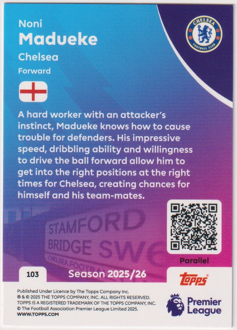 Topps Premier League 2025-26 Nani Madueke Rookie Chelsea Power Parallel – Bild 2