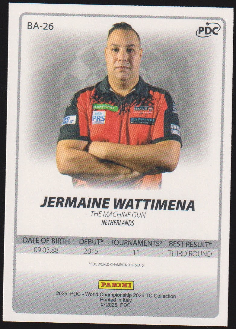 Panini PDC World Championship 2026 Jermaine Wattimena Refractor Parallel – Bild 2