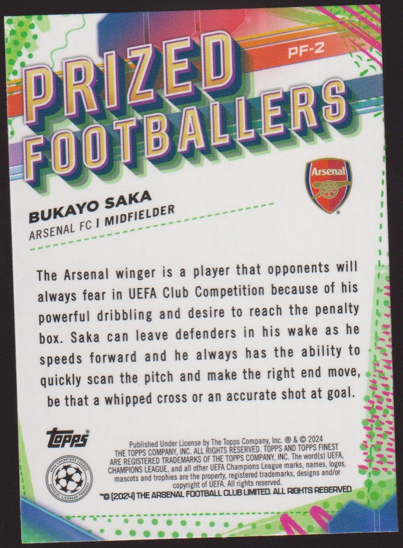 Topps Prized 2023-24 Bukayo Saka Arsenal FC UEFA Champions League Parallel – Bild 2