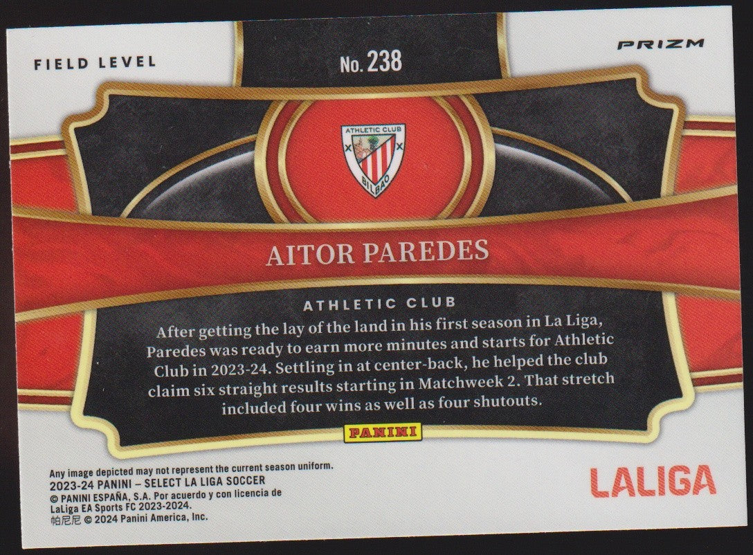 Panini Select Soccer 2023-24 Aitor Paredes Rookie Athletic Bilbao Parallel – Bild 2