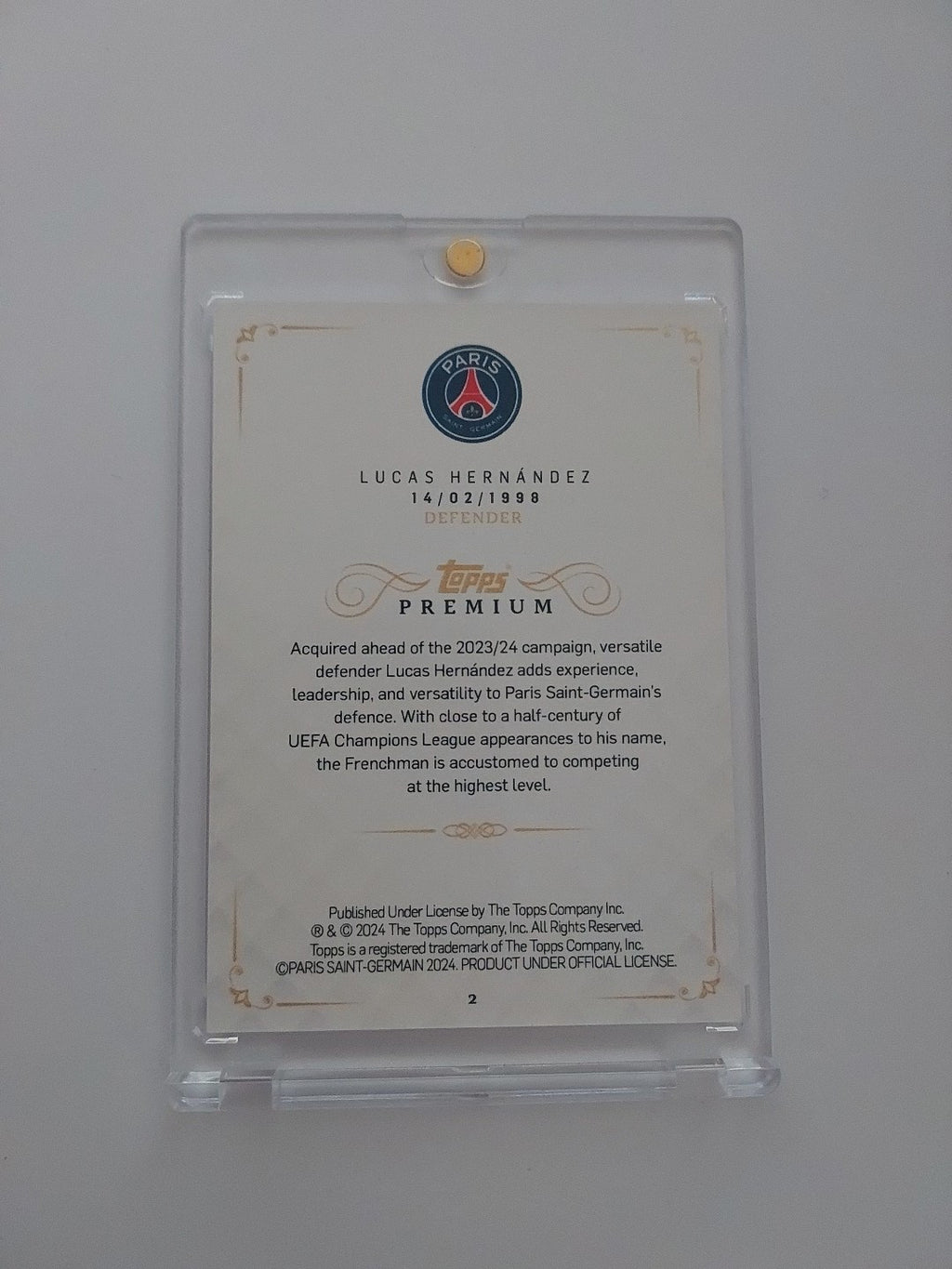 Topps PSG Premium 2023-24 Lucas Hernandez Nummeriert 4/25 Parallel Frankreich – Bild 2