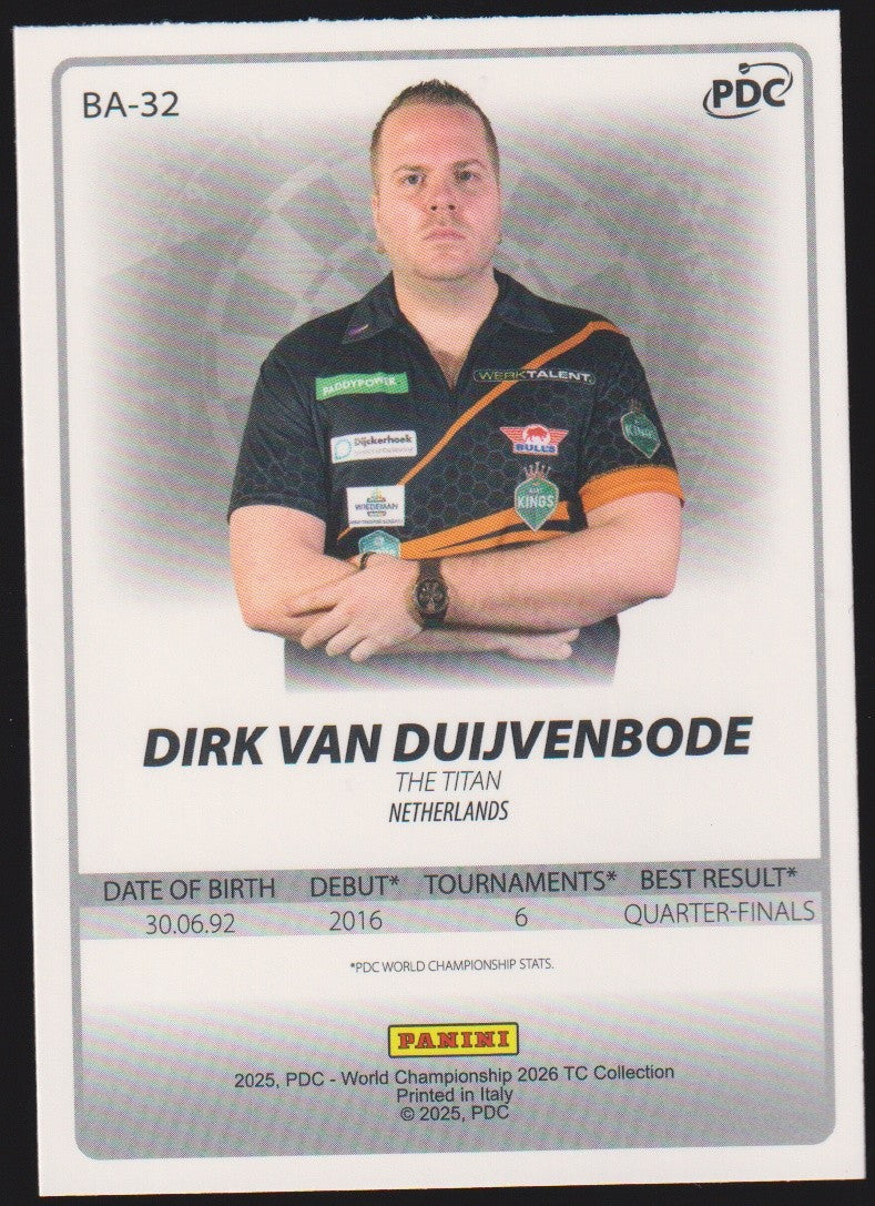 Panini PDC World Championship 2026 Dirk Van Duijvenbode Refractor Parallel – Bild 2