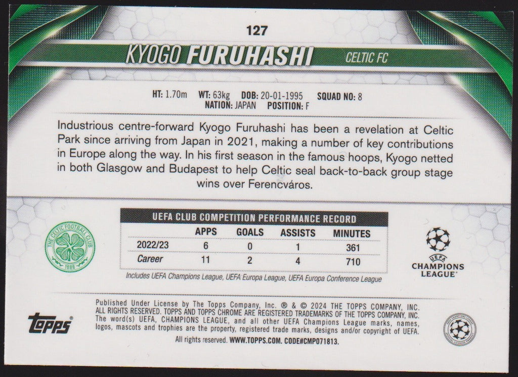 Topps Chrome 2023-24 Kyogo Furuhashi Celtic FC Parallel Rare – Bild 2