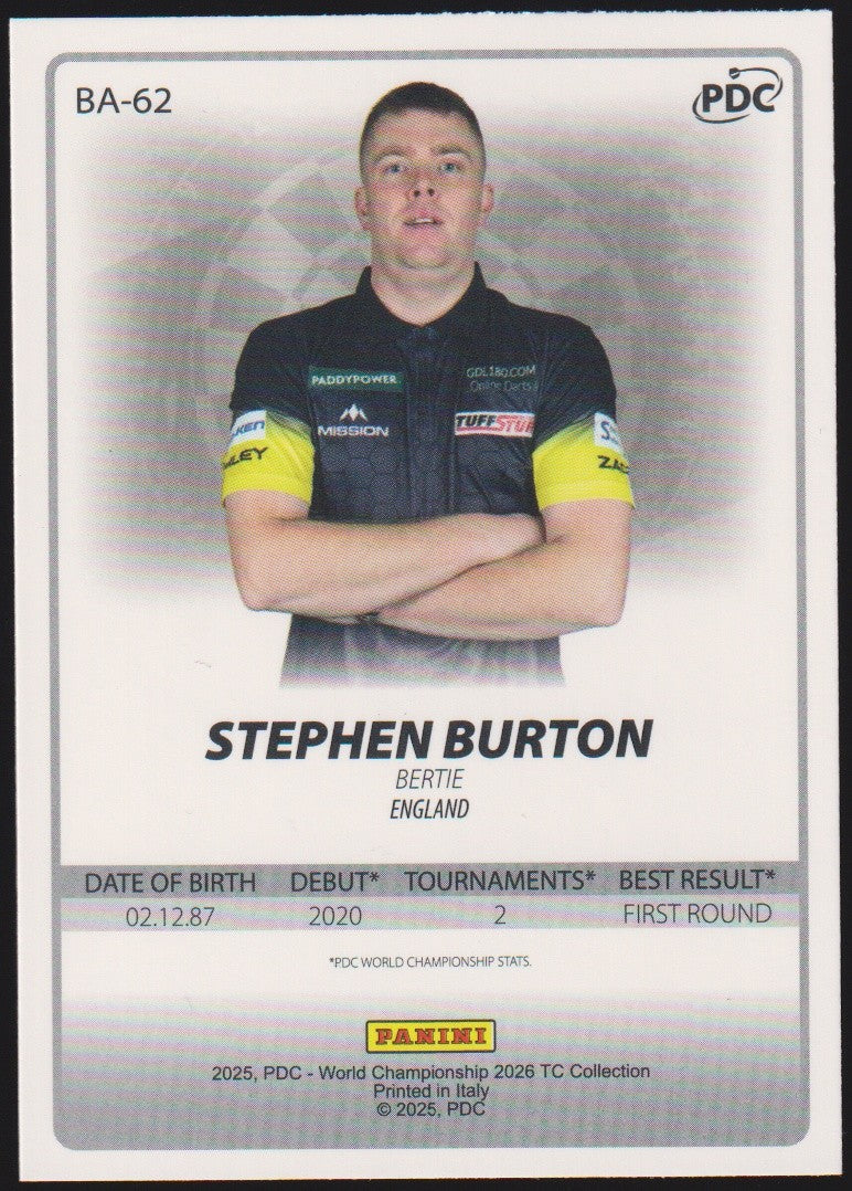 Panini PDC World Championship 2026 Stephen Burton "Bertie" Refractor Parallel – Bild 2