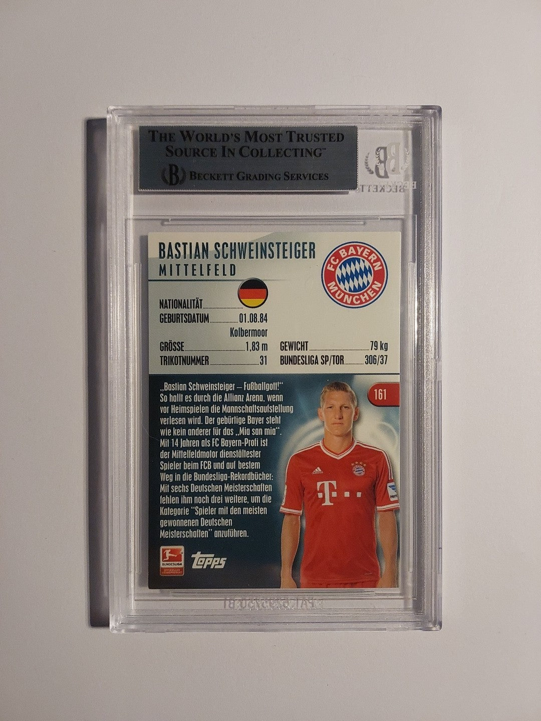 Topps Chrome Bundesliga 2013-14 Bastian Schweinsteiger Bayern München BGS 9 PSA – Bild 2